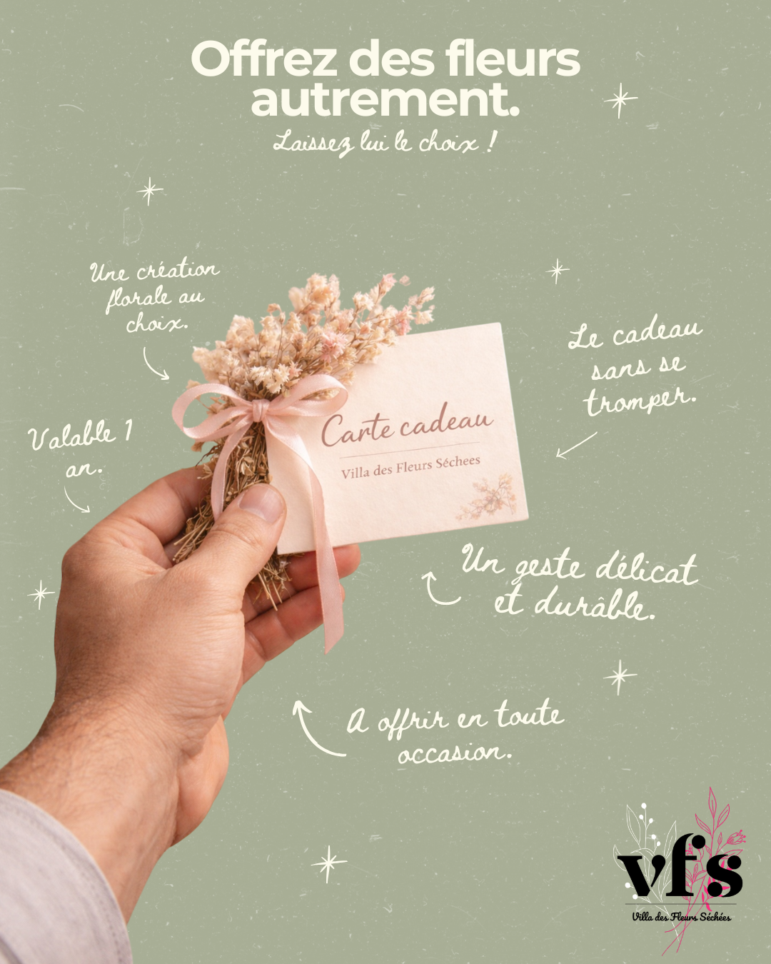 Carte cadeau chez Villa des Fleurs Séchées